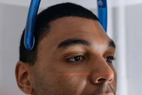 Patient undergoing a CBCT cone beam CT scan — the advanced 3D diagnostic step used in treatment planning at Taki Dent Antalya for dental implants and complex cases